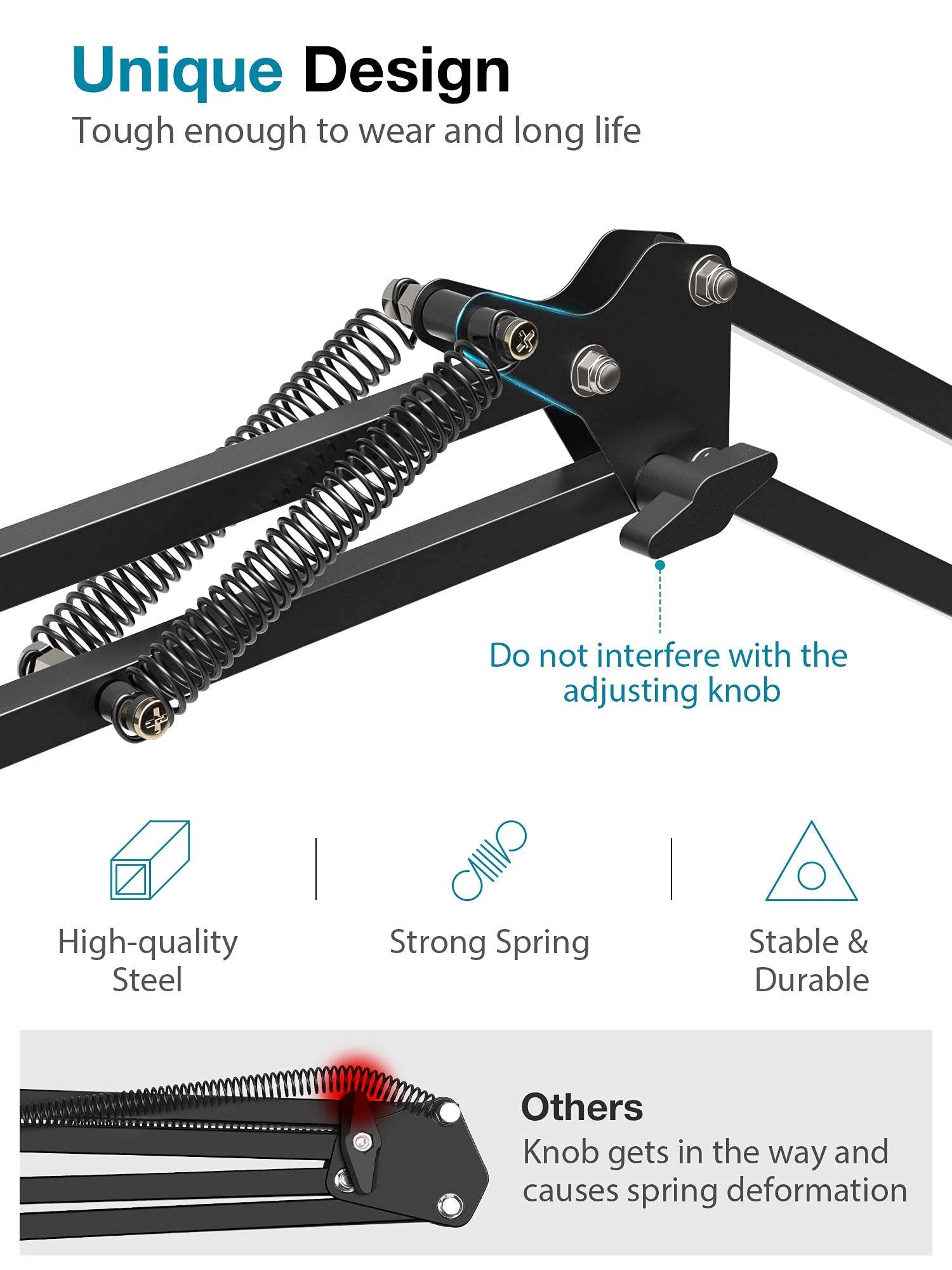 InnoGear(  MU01 )  Boom Arm Microphone Mic Stand for Blue Yeti HyperX QuadCast SoloCast Snowball Fifine Shure SM7B and other Mic - ستاند للمايك