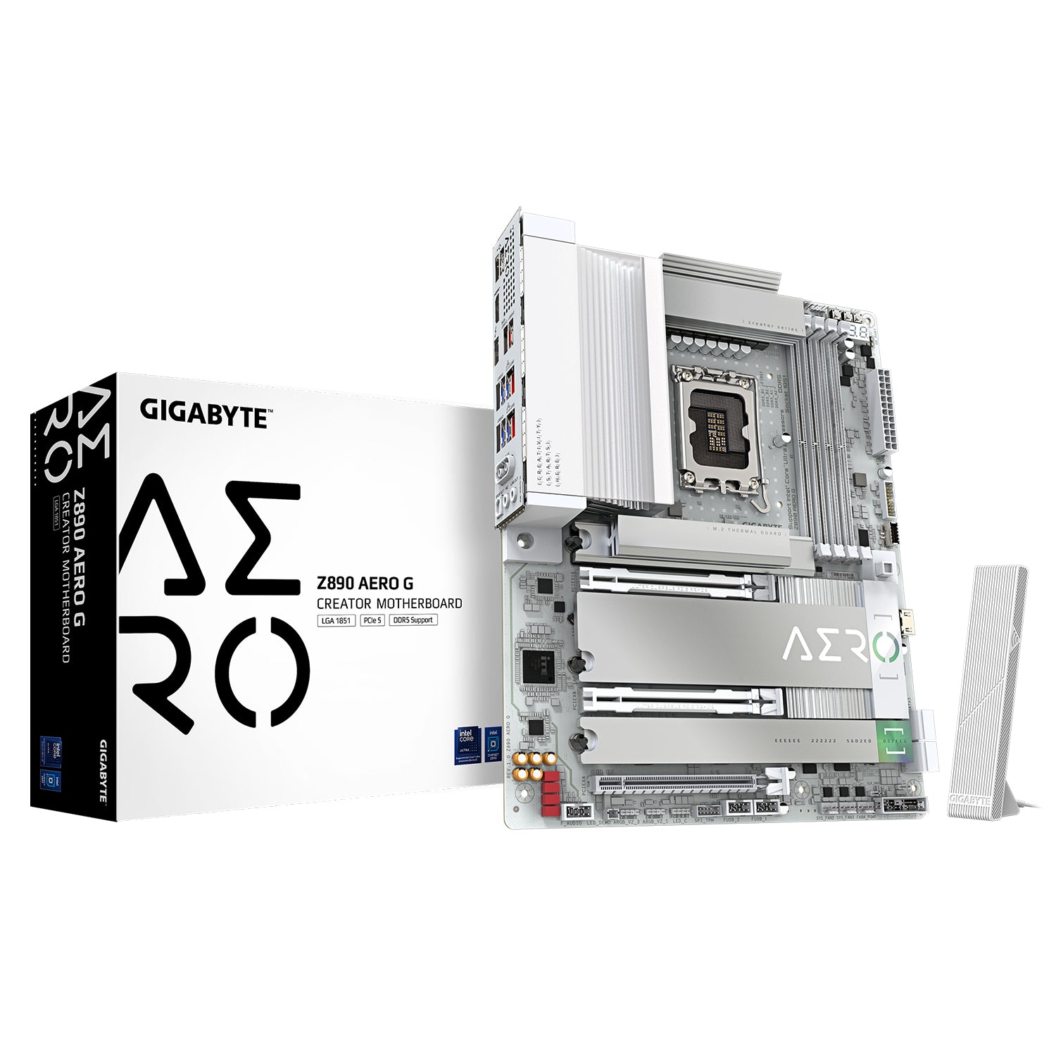 GIGABYTE Z890 AERO G Motherboard, LGA 1851, ATX, DDR5, WIFI7, White - اللوحة الأم GIGABYTE Z890 AERO G Motherboard, LGA 1851, ATX, DDR5, WIFI7, White - اللوحة الأم