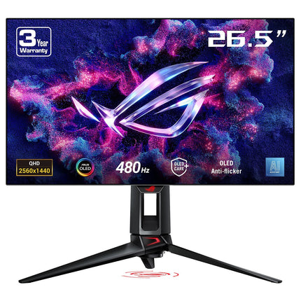 ASUS ROG Swift OLED PG27AQDP gaming monitor - 27-inch WOLED panel, 2k ,  480Hz , 0.03 ms (GTG), G-SYNC® /PS5/PC compatible, - شاشه العاب اوليد