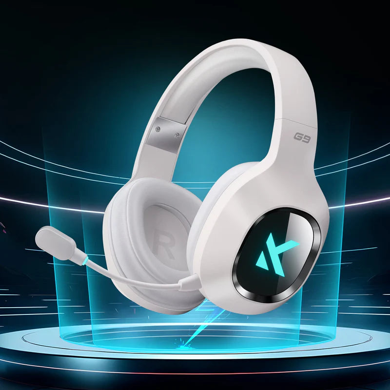MCHOSE G9 Wired Gaming Headset,12ms Ultra Low Latency, AI Noise-Canceling Microphone, 7.1 Surround Sound, Custom EQ Adjustment, RGB Lighting, White - سماعات قيمنق