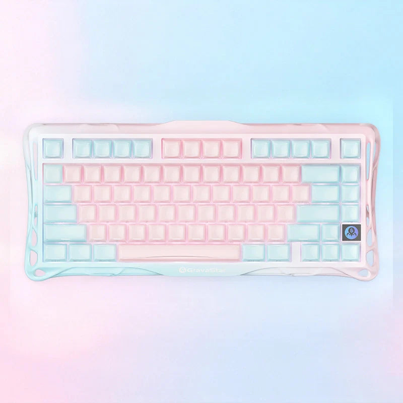 GRAVASTAR MERCURY K1 Lite 75% Wireless Mechanical Gaming Keyboard Hot-Swappable, Stellar Bloom Linear Switches, Full N-Key Rollover, Programmable Keys, Tri-Mode Connectivity, 4000mAh – Lumen Rose - كيبورد احترافي