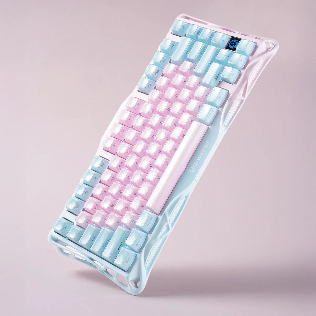 GRAVASTAR MERCURY K1 Lite 75% Wireless Mechanical Gaming Keyboard Hot-Swappable, Stellar Bloom Linear Switches, Full N-Key Rollover, Programmable Keys, Tri-Mode Connectivity, 4000mAh – Lumen Rose - كيبورد احترافي