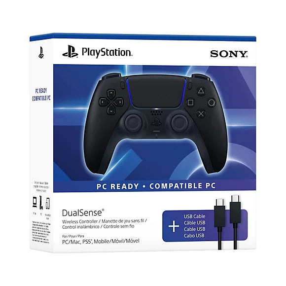 Sony PlayStation 5 DualSense Wireless Controller - Midnight Black & USB Cable Ready for PC - يدة سوني