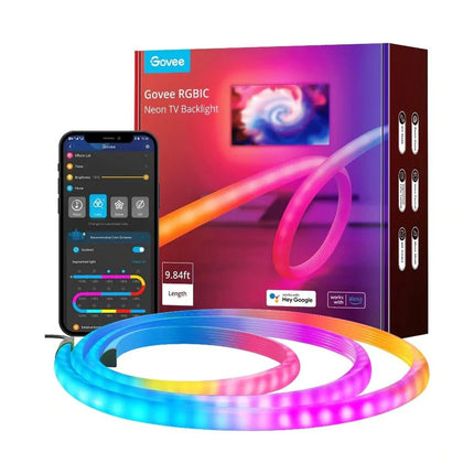 Govee RGBIC Neon TV Backlight LED Strip Light Suitable For 48"-55" (Four Sides), 65"-75" (Three Sides) - إضاءة