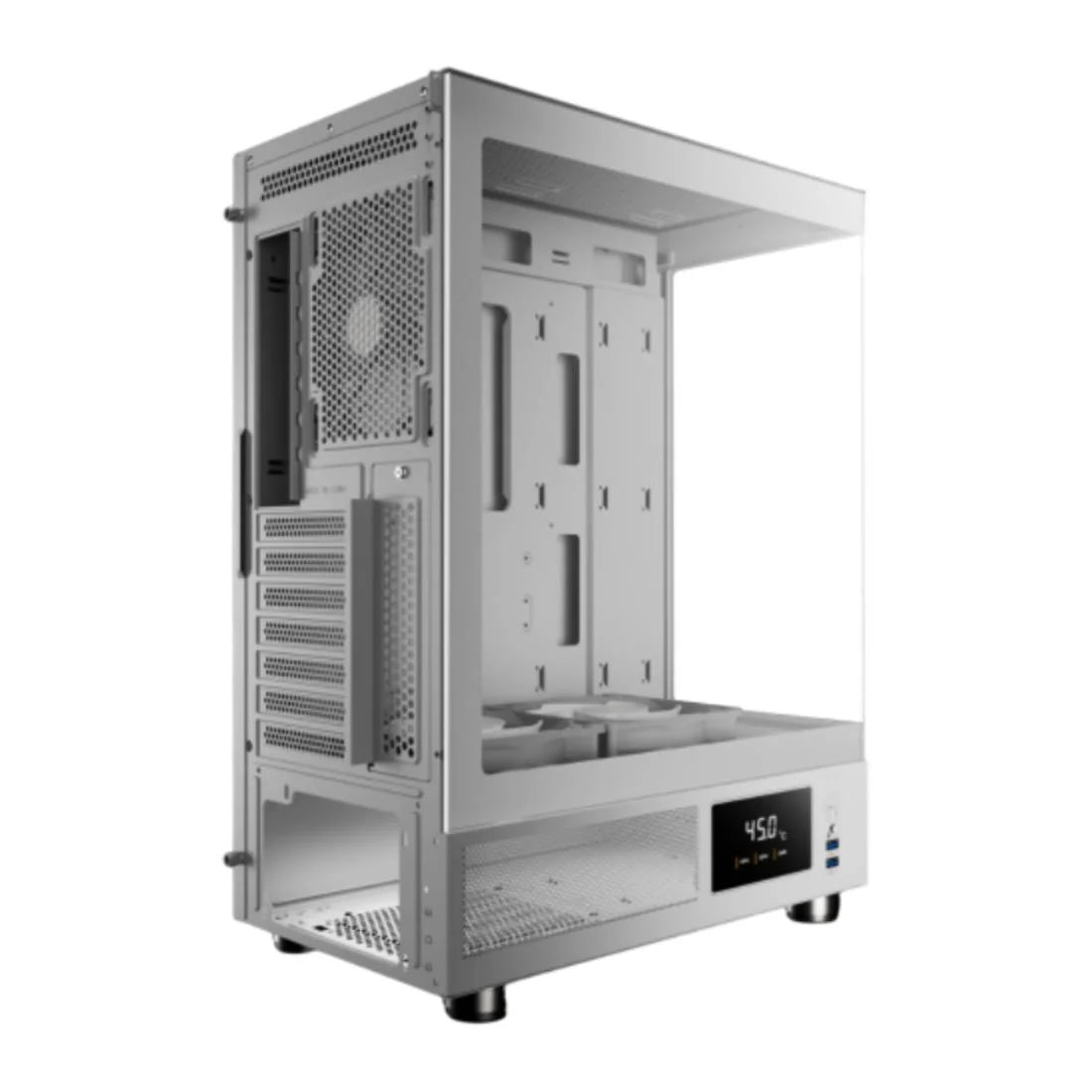 Gamdias Atlas E1 Seamless Aesthetics Mid-Tower Case - White - كيس مع شاشه تحكم