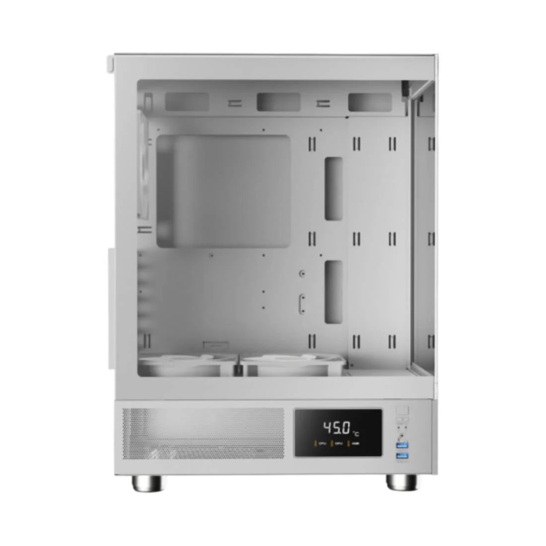 Gamdias Atlas E1 Seamless Aesthetics Mid-Tower Case - White - كيس مع شاشه تحكم Gamdias Atlas E1 Seamless Aesthetics Mid-Tower Case - White - كيس مع شاشه تحكم