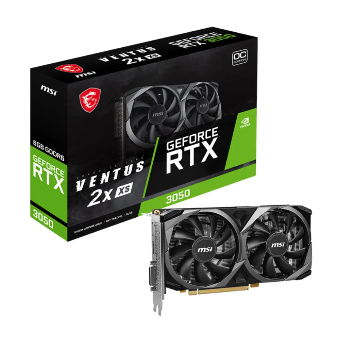 MSI GeForce RTX™ 3050 VENTUS 2X XS 8G OC GDDR6 Graphics Card - كرت الشاشة