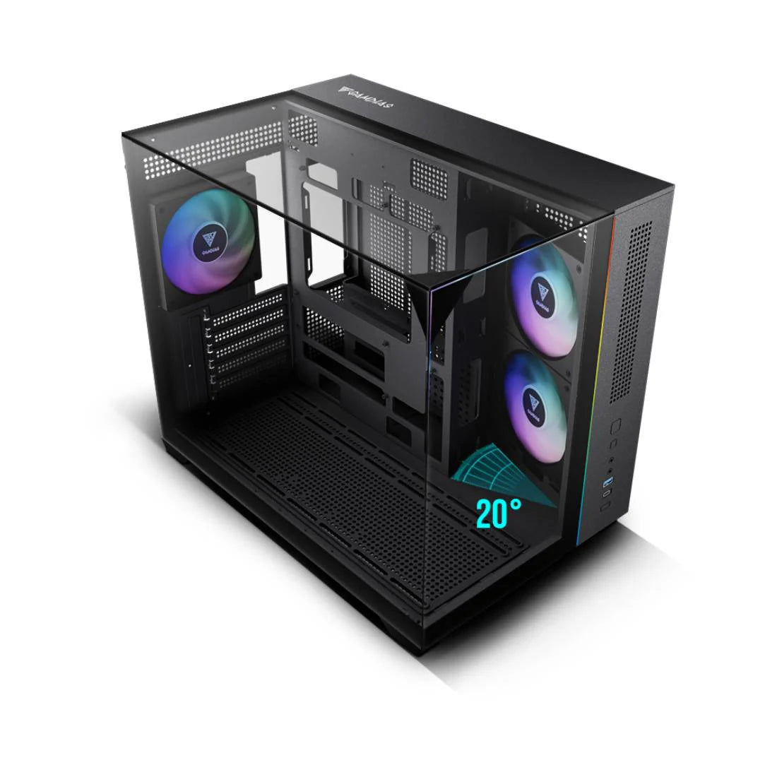GAMDIAS ATLAS M3m Micro-Tower Tempered Glass Gaming Case Black - كيس GAMDIAS ATLAS M3m Micro-Tower Tempered Glass Gaming Case Black - كيس