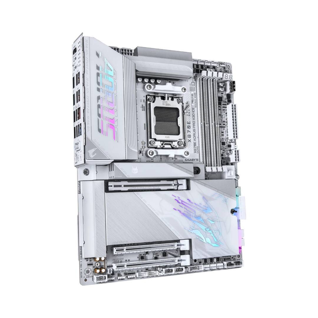 GIGABYTE X870E AORUS PRO X3D ICE AM5 ATX Motherboard, DDR5, USB4, WiFi 7, White