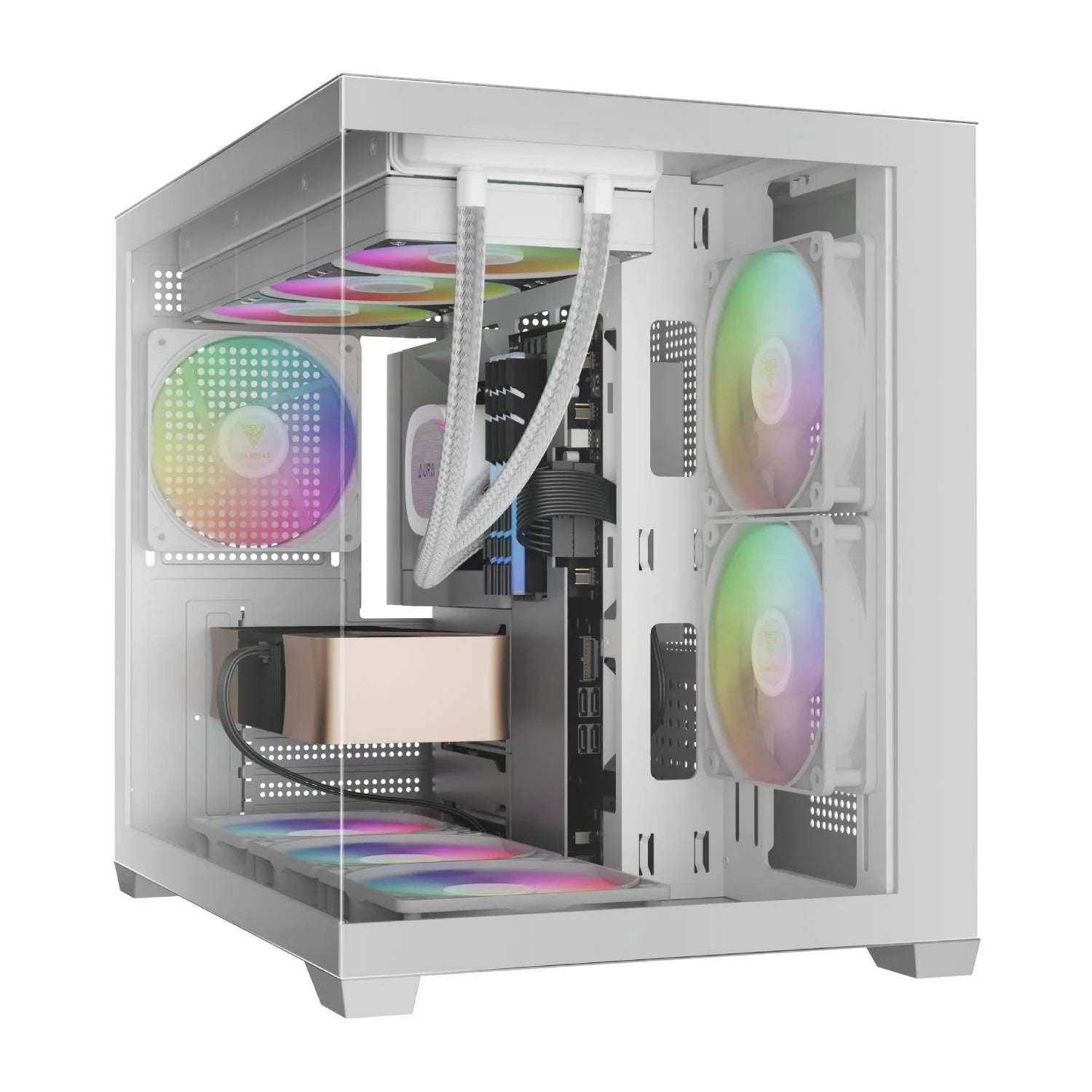 Gamdias Aura GC10M V2 ARGB Micro-Tower Case - White - كيس أبيض