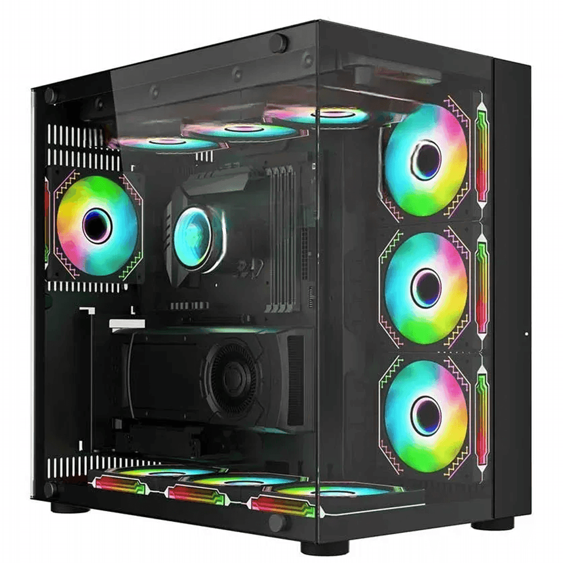WJCoolman Robin II PRO PC Case 7 ARGB Fans Black - كيس اسود مع مرواح WJCoolman Robin II PRO PC Case 7 ARGB Fans Black - كيس اسود مع مرواح