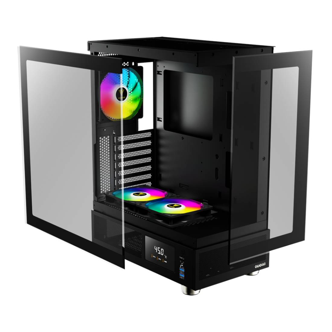 Gamdias Atlas E1 Seamless Aesthetics Mid-Tower Case - Black - كيس مع شاشه Gamdias Atlas E1 Seamless Aesthetics Mid-Tower Case - Black - كيس مع شاشه