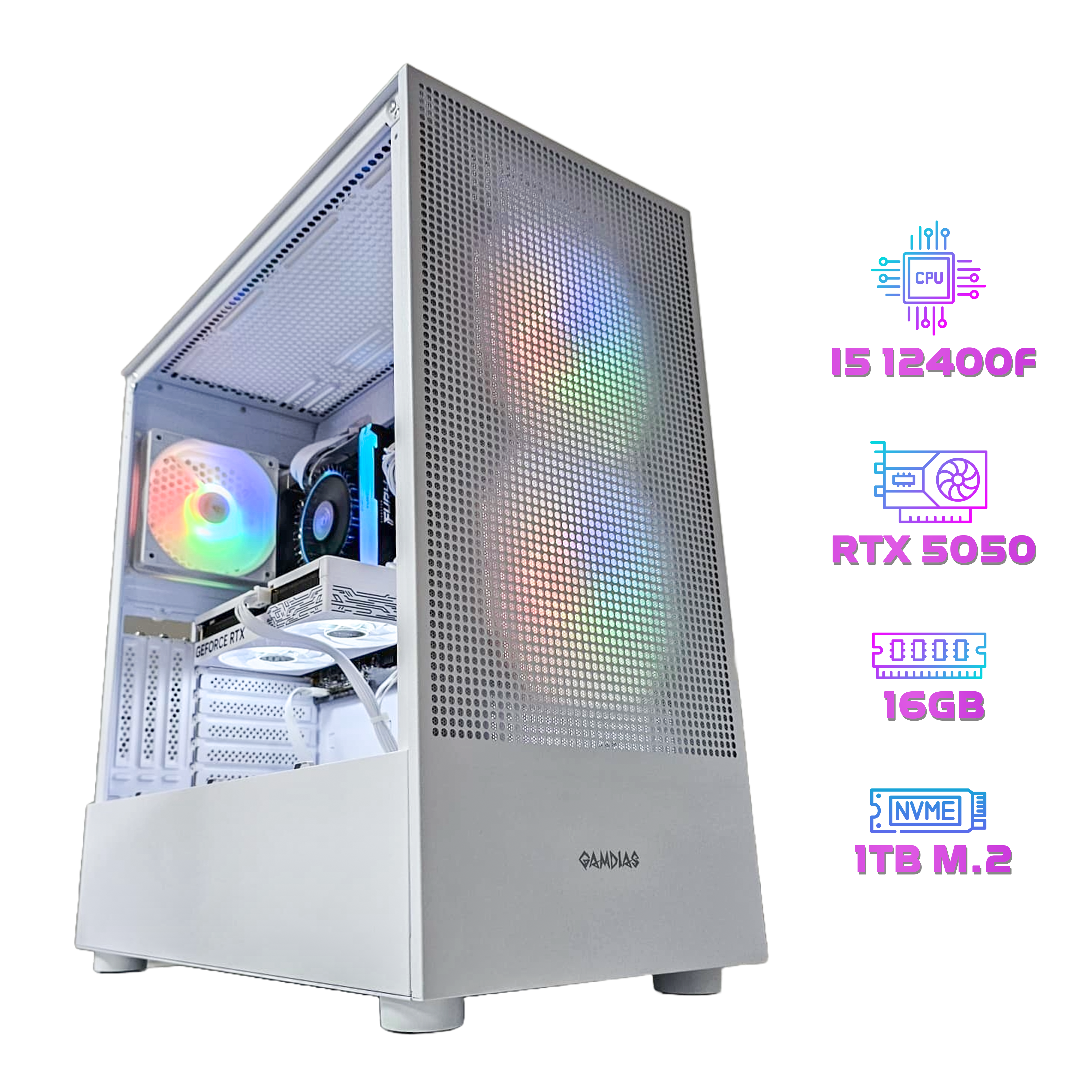 MID GAMING PC 199 - RTX 5050 CLICK OC White  8GB - i5-12400F - 16GB DDR4-  بي سي ألعاب متوسط