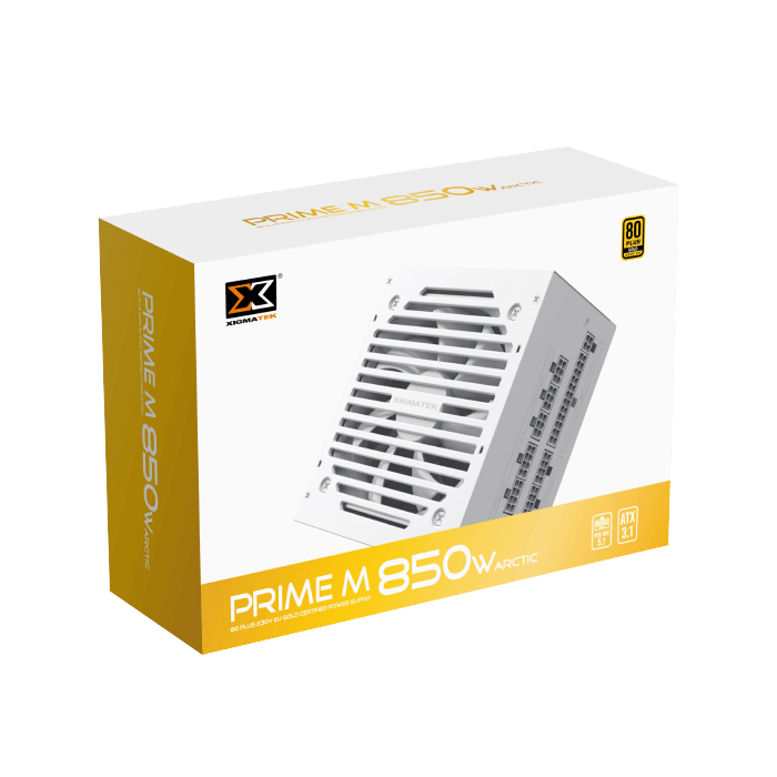 Xigmatek Prime M 850W Arctic White Fully Modular Power Supply (80 Plus Gold, ATX 3.0, PCIe 5.0) White - مزود طاقة أبيض