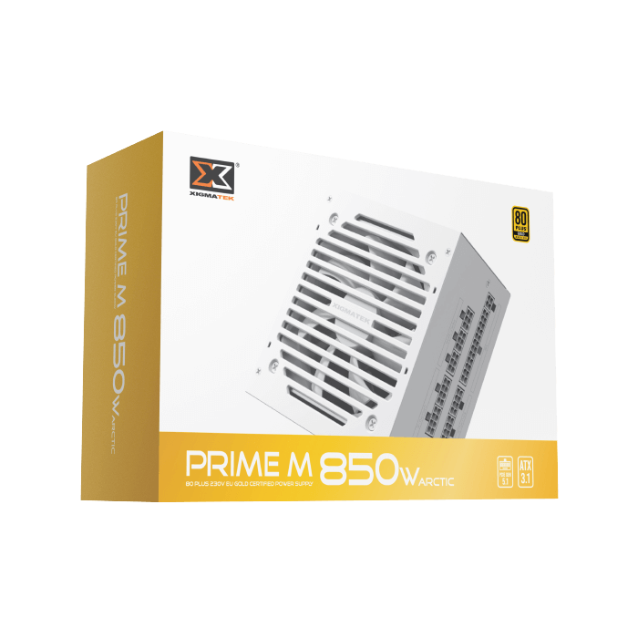 Xigmatek Prime M 850W Arctic White Fully Modular Power Supply (80 Plus Gold, ATX 3.0, PCIe 5.0) White - مزود طاقة أبيض