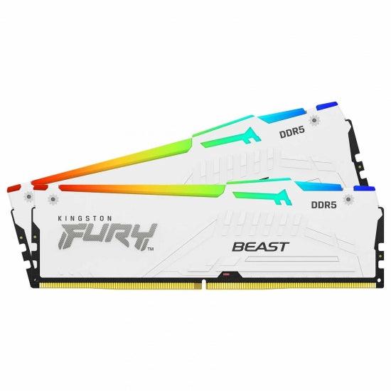 Kingston Fury Beast White RGB Expo 32GB 6000MT/s DDR5 CL30 DIMM Desktop Gaming Memory Kit of 2 - رامات بيضاء ار جي بي