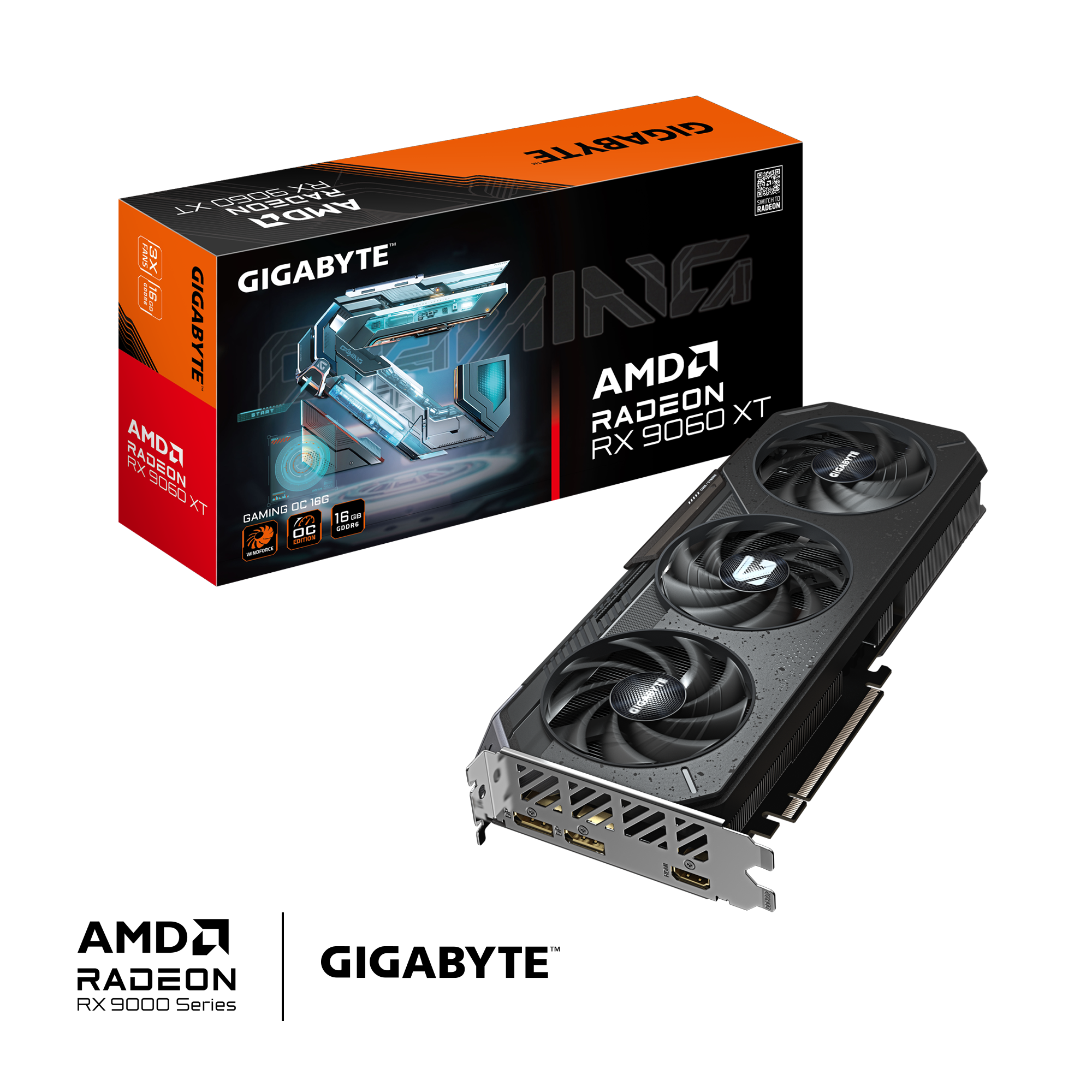 GIGABYTE Radeon RX 9060 XT GAMING OC 16G Graphics Card (16GB GDDR6, PCIe 5.0, RDNA 4) - كرت شاشة