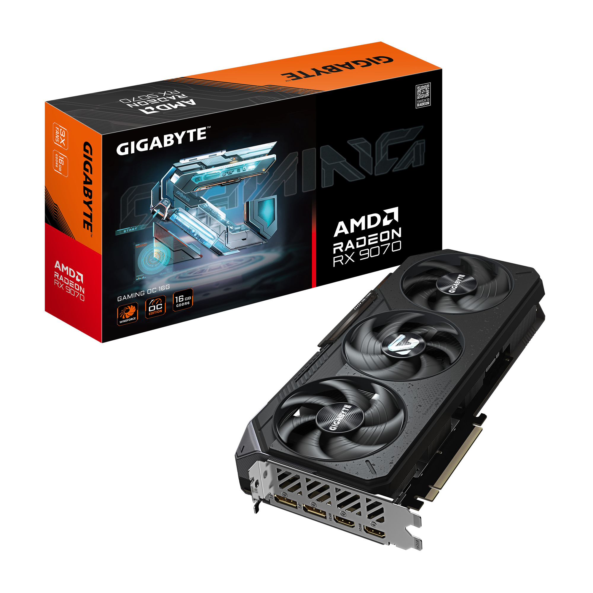 GIGABYTE Radeon RX 9070 GAMING OC 16G Graphics Card (16GB GDDR6, PCIe 5.0, RDNA 4) - كرت شاشة