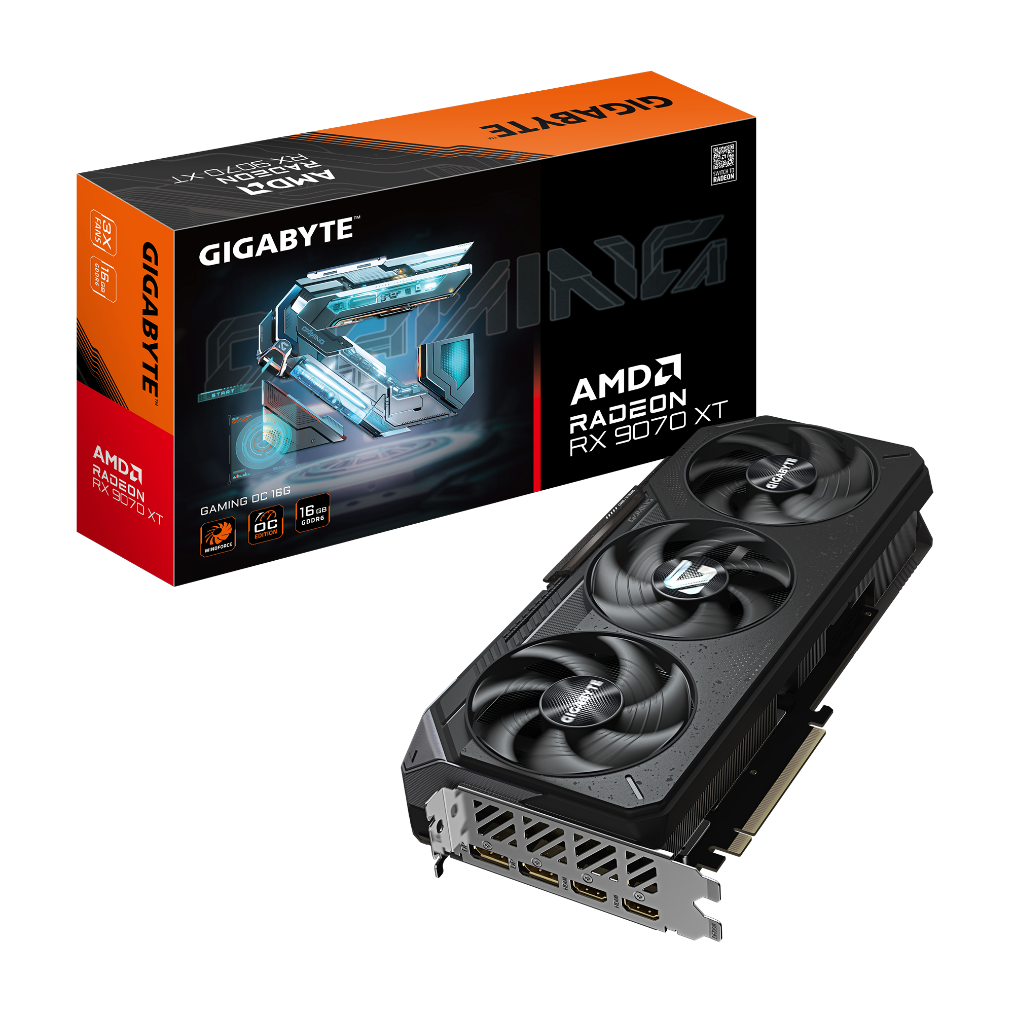 GIGABYTE Radeon RX 9070 XT GAMING OC 16G Graphics Card (16GB GDDR6, PCIe 5.0, RDNA 4) - كرت شاشة