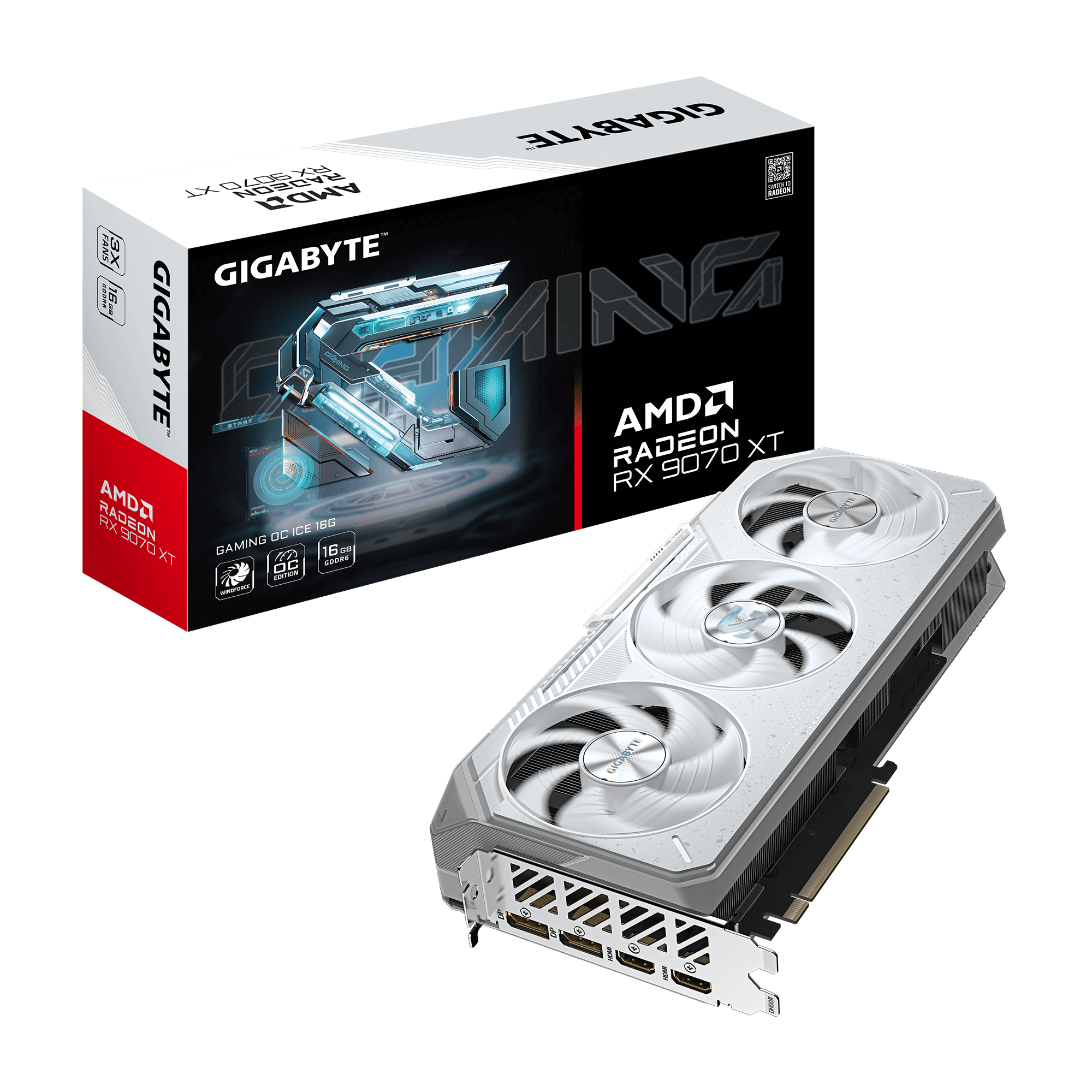GIGABYTE Radeon RX 9070 XT GAMING OC ICE 16G Graphics Card (16GB GDDR6, PCIe 5.0, RDNA 4) White - كرت شاشة