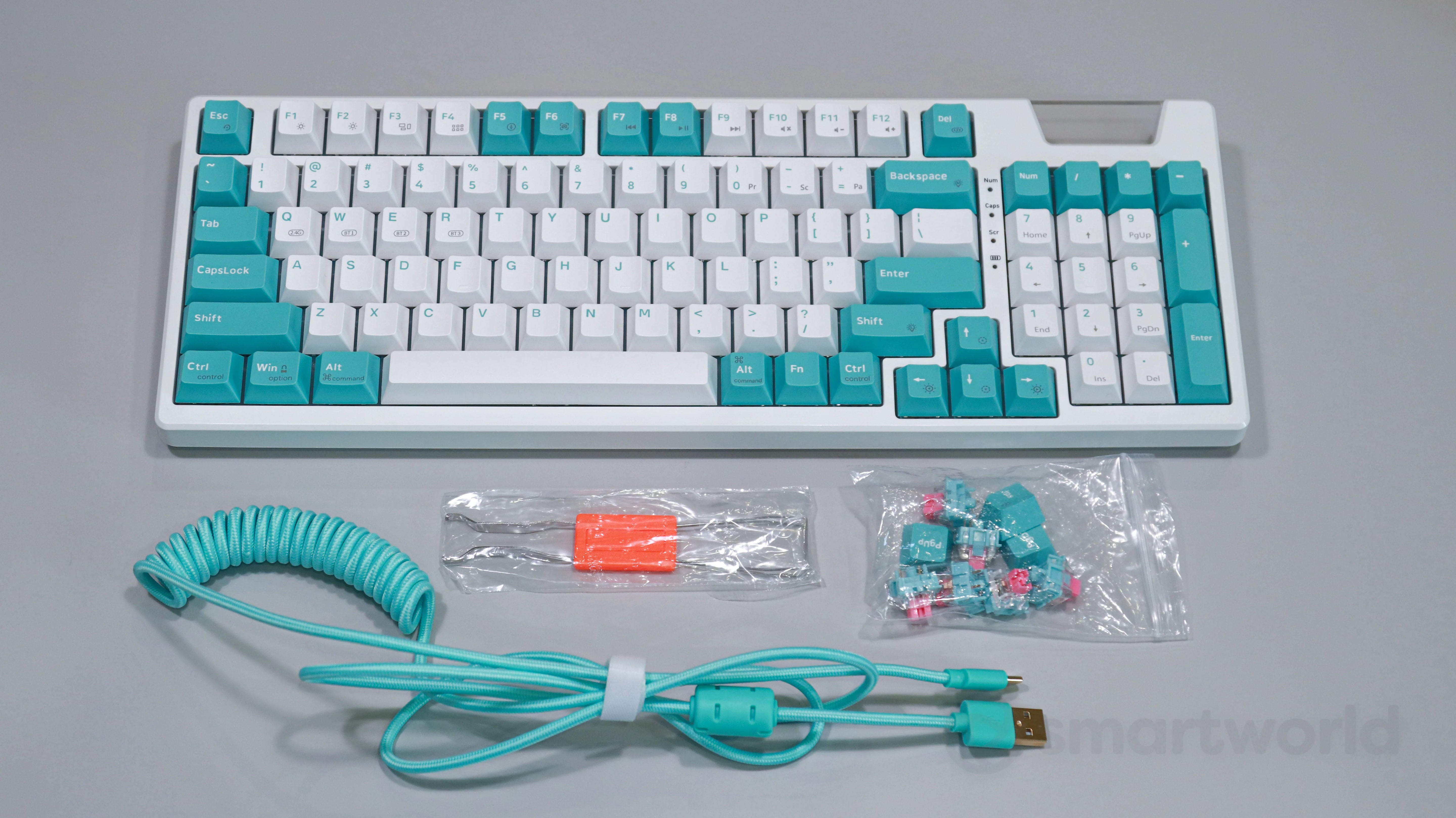 MARVO KG972W EN-BL+WH Wired and wireless keyboard Gasket Mechanical Keyboard White - كيبورد ميكانيكي واير ليس  أبيض