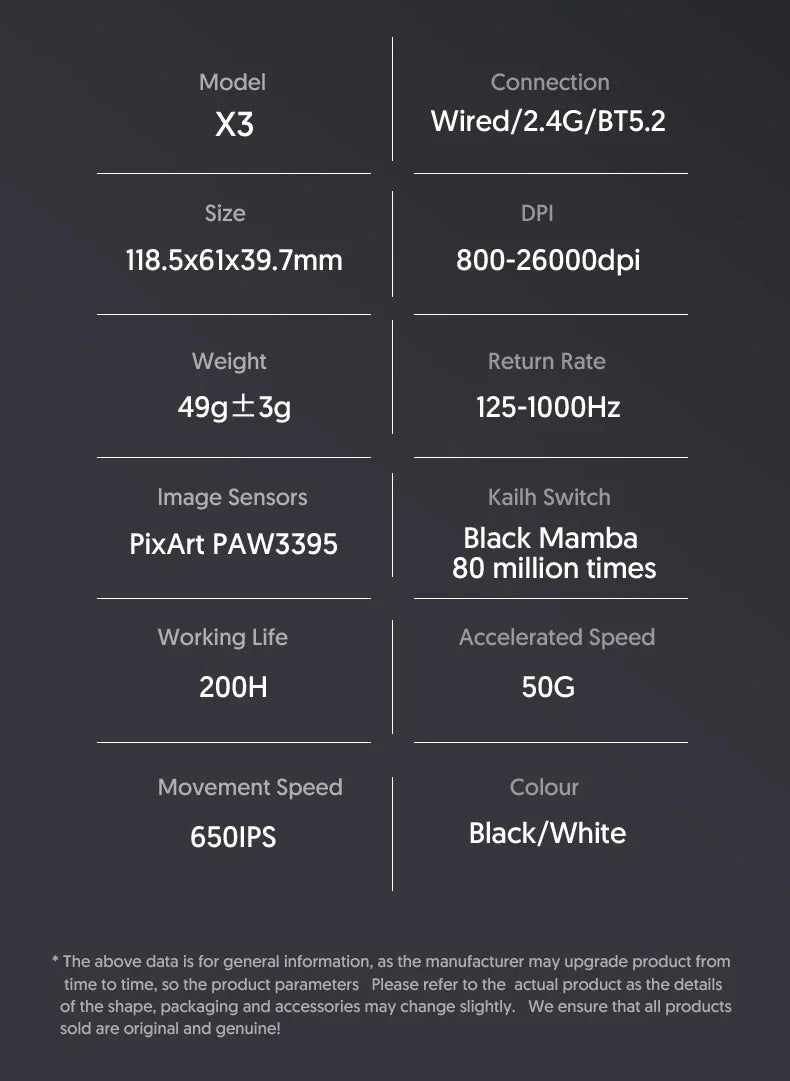 ATTACK SHARK X3 Ultra-Light Wireless Mouse - Tri-Mode 2.4G/BT/Wired, PAW3395 26000DPI, 55g, Macro, for Gaming/Xbox/PS/PC/Mac - RED- موس قيمنق أصدار خاص