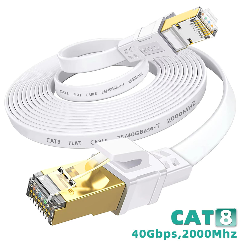 Ethernet Cable Cat 8 10Ft (3M) Cat8 Internet Cable Flat Gigabit High S ...