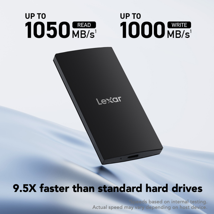 Lexar 1TB SL300 USB 3.2 Gen 2 Portable External SSD - Black - تخزين خارجي