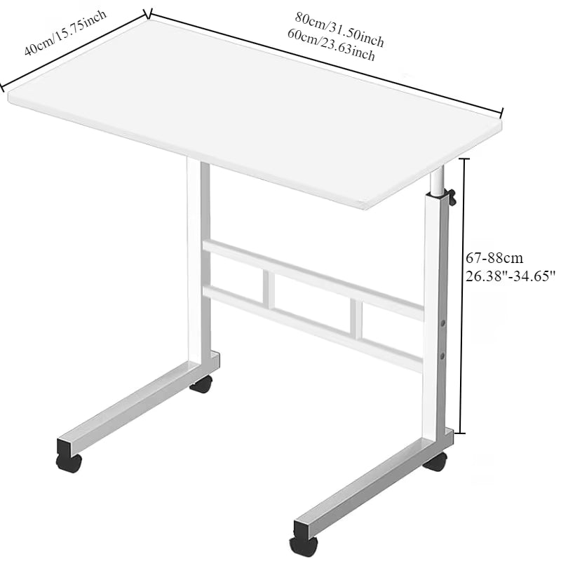 Bedside Mobile Laptop Desk with Universal Lockable Wheels (40×80 cm) – Height Adjustable Portable Study Table for Gaming & Dormitory - طاولة متحركة
