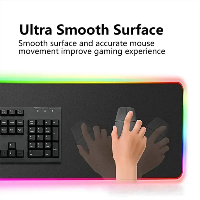 Geometry RGB Extended Hexagon Gaming Mouse Pad (600x300x3mm) Rug Desk Mat Computer Accessories Anti-skid Offices Geometric Mousepad Luminous Game Mats - ماوس باد مع أرجي بي