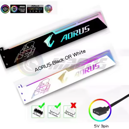 GPU Bracket Holder & Graphics Card Support AORUS 5V 3Pin ARGB Black- حامل للكرت أسود