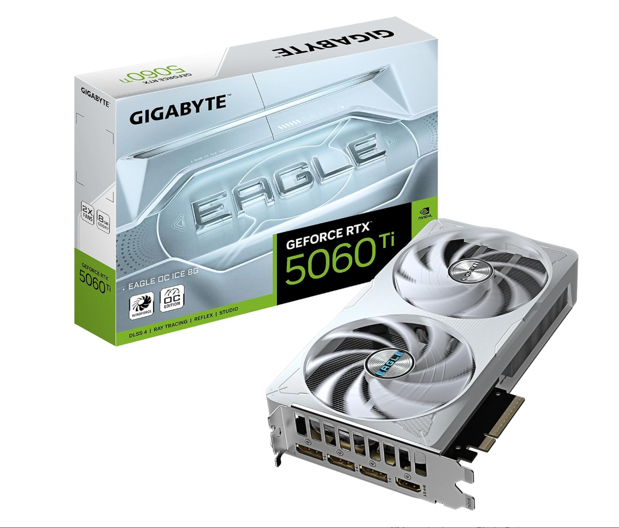 Gigabyte GeForce RTX 5060 Ti Eagle OC Ice 8GB Graphics Card GDDR7 - White - كرت شاشه أبيض Gigabyte GeForce RTX 5060 Ti Eagle OC Ice 8GB Graphics Card GDDR7 - White - كرت شاشه أبيض