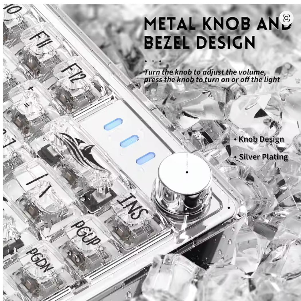 ATTACK SHARK K75 RGB Mechanical Keyboard, Transparent PC Keycaps, Gasket QMK/VIA Keyboard, Linear Switch, Coiled Cable - كيبورد