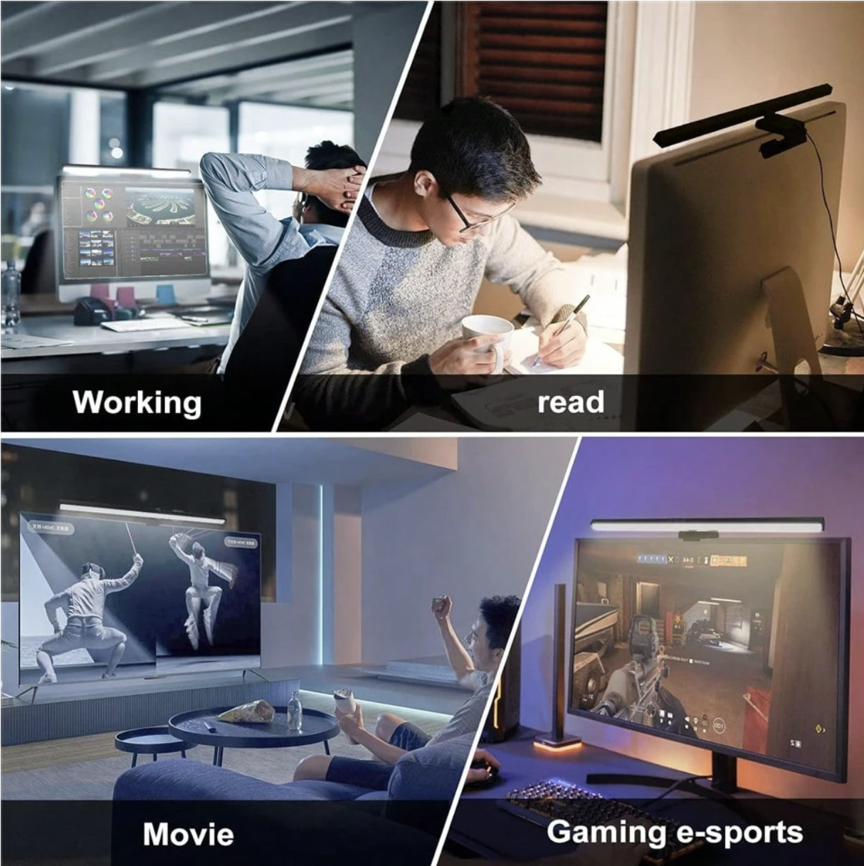 USB powered monitor light strip 330MM , LED monitor lamp, eye-friendly, dimmable, adjustable brightness and color temperature, suitable for office, home, and gaming