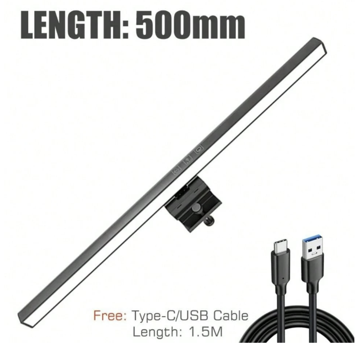 USB powered monitor light strip 500MM , LED monitor lamp, eye-friendly, dimmable, adjustable brightness and color temperature, suitable for office, home, and gaming (Copy)