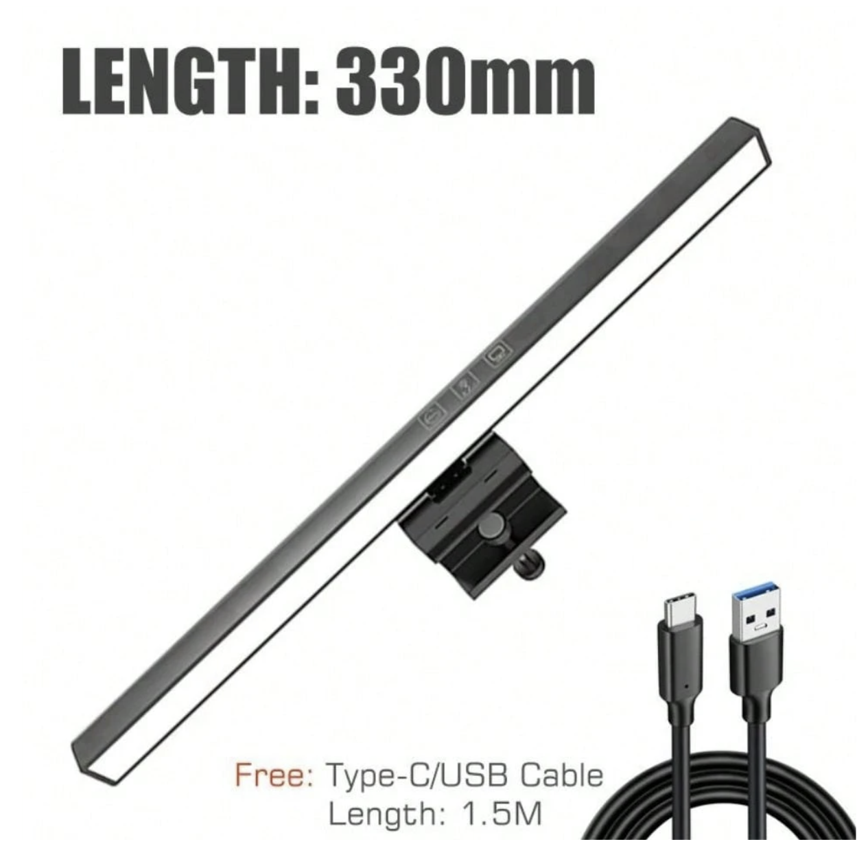 USB powered monitor light strip 330MM , LED monitor lamp, eye-friendly, dimmable, adjustable brightness and color temperature, suitable for office, home, and gaming