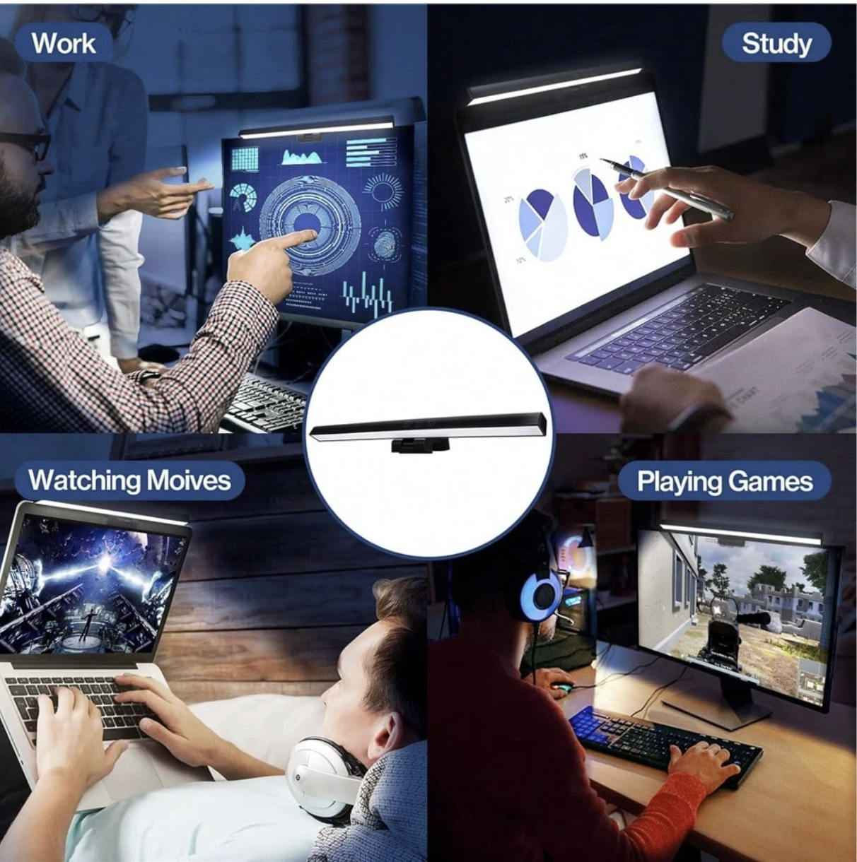 USB powered monitor light strip 330MM , LED monitor lamp, eye-friendly, dimmable, adjustable brightness and color temperature, suitable for office, home, and gaming