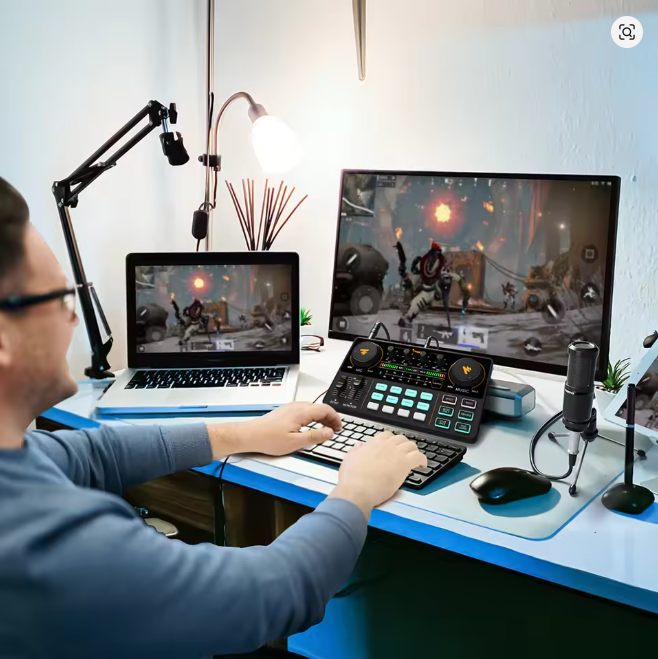 MaonoCaster AM200-S1 Audio Interface Podcast Studio Sound Card Kit with Microphone for Live Streaming Recording Youtube PC\Phone - مكسر للصوت