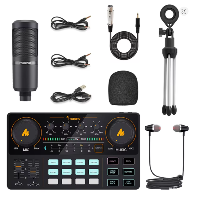 MaonoCaster AM200-S1 Audio Interface Podcast Studio Sound Card Kit with Microphone for Live Streaming Recording Youtube PC\Phone - مكسر للصوت