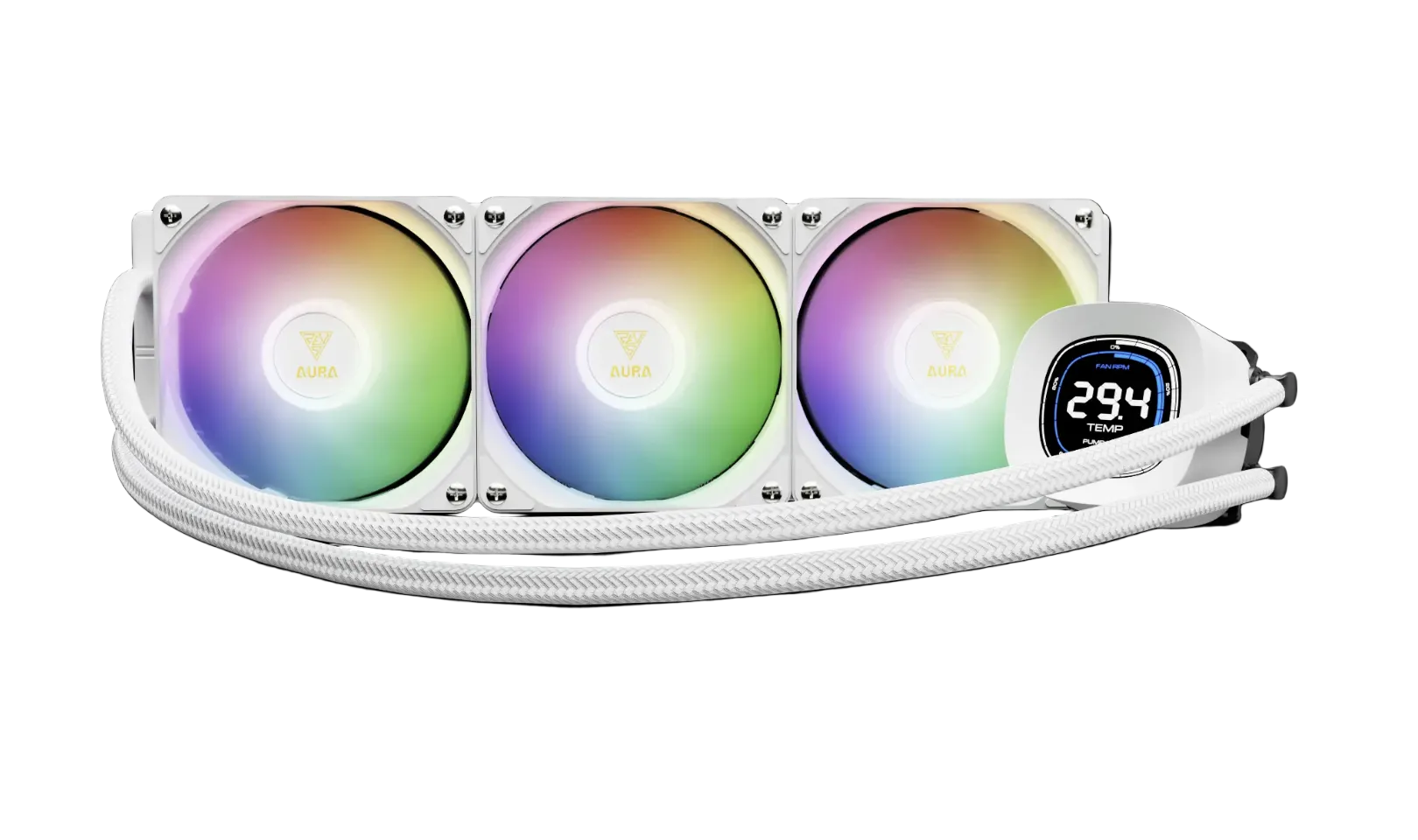 GAMDIAS AURA GL360 V2 WH White Liquid Cooler With Screen White - مبرد مائي مع شاشه