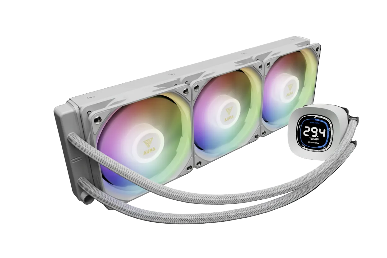 GAMDIAS AURA GL360 V2 WH White Liquid Cooler With Screen White - مبرد مائي مع شاشه