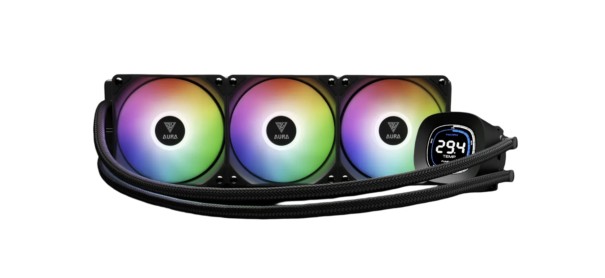 GAMDIAS AURA GL360 V2 Liquid Cooler With Screen Black - مبرد مائي مع شاشه GAMDIAS AURA GL360 V2 Liquid Cooler With Screen Black - مبرد مائي مع شاشه