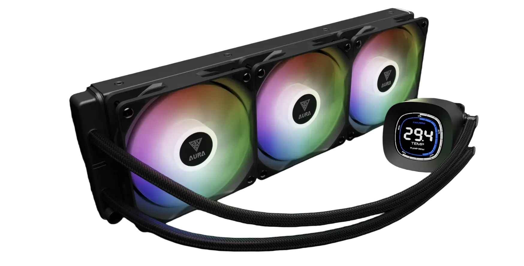 GAMDIAS AURA GL360 V2 Liquid Cooler With Screen Black - مبرد مائي مع شاشه