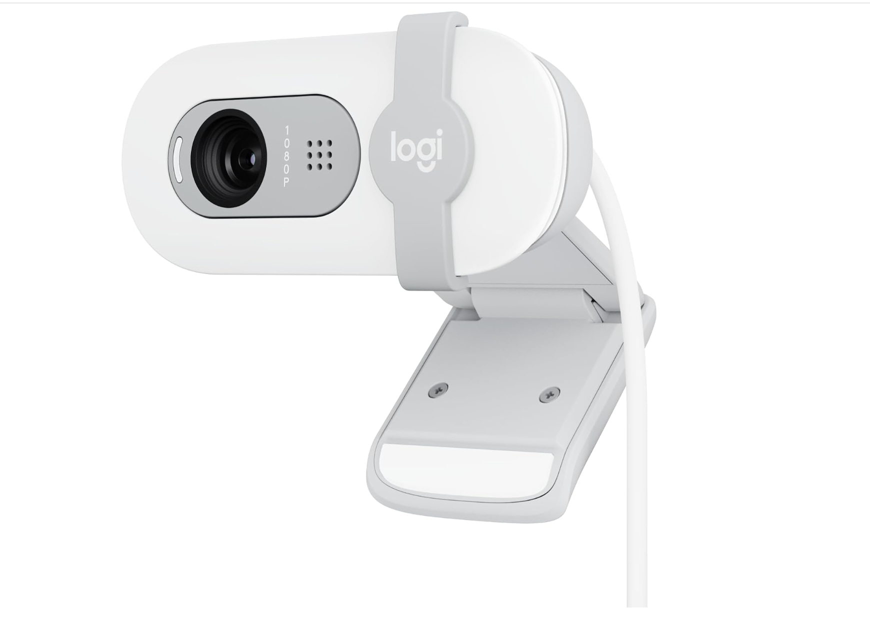 Logitech Brio 100 Full HD 1080p Webcam for Meetings, Streaming, Desktop, Laptop, PC - Built-in Mic, Shutter, Works with Zoom, Microsoft Teams, Nintendo Switch 2’s new GameChat Mode-Off -White - كام