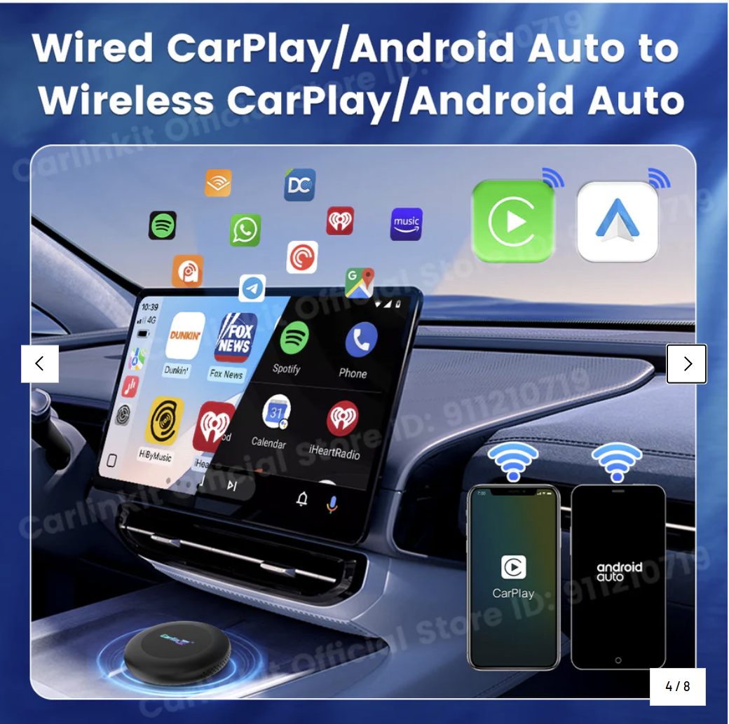 Carlinkit Ultra 2 Android 15 CarPlay Ai Box Wireless Android Auto Video Adapter Support Youtube Netflix TF SIM Card 128GB WiFi 6