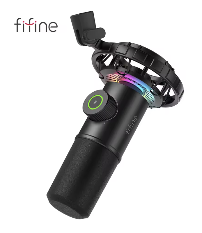 FIFINE Gaming USB Microphone for YouTube,Podcast Dynamic Mic with RGB Light/Light-touch Mute/Gain Knob for PC,Tablet,Record-K658