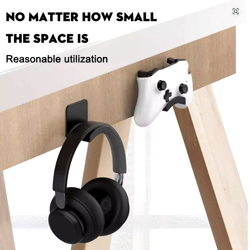 Universal Wall Mounted Headphone Stand Gaming Controller Holder Headset Display Rack Under Desk Hanger Hook For Earphone Bracket - معلق للسماعه