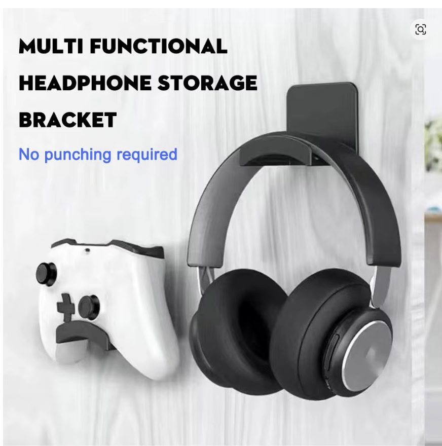 Universal Wall Mounted Headphone Stand Gaming Controller Holder Headset Display Rack Under Desk Hanger Hook For Earphone Bracket - معلق للسماعه