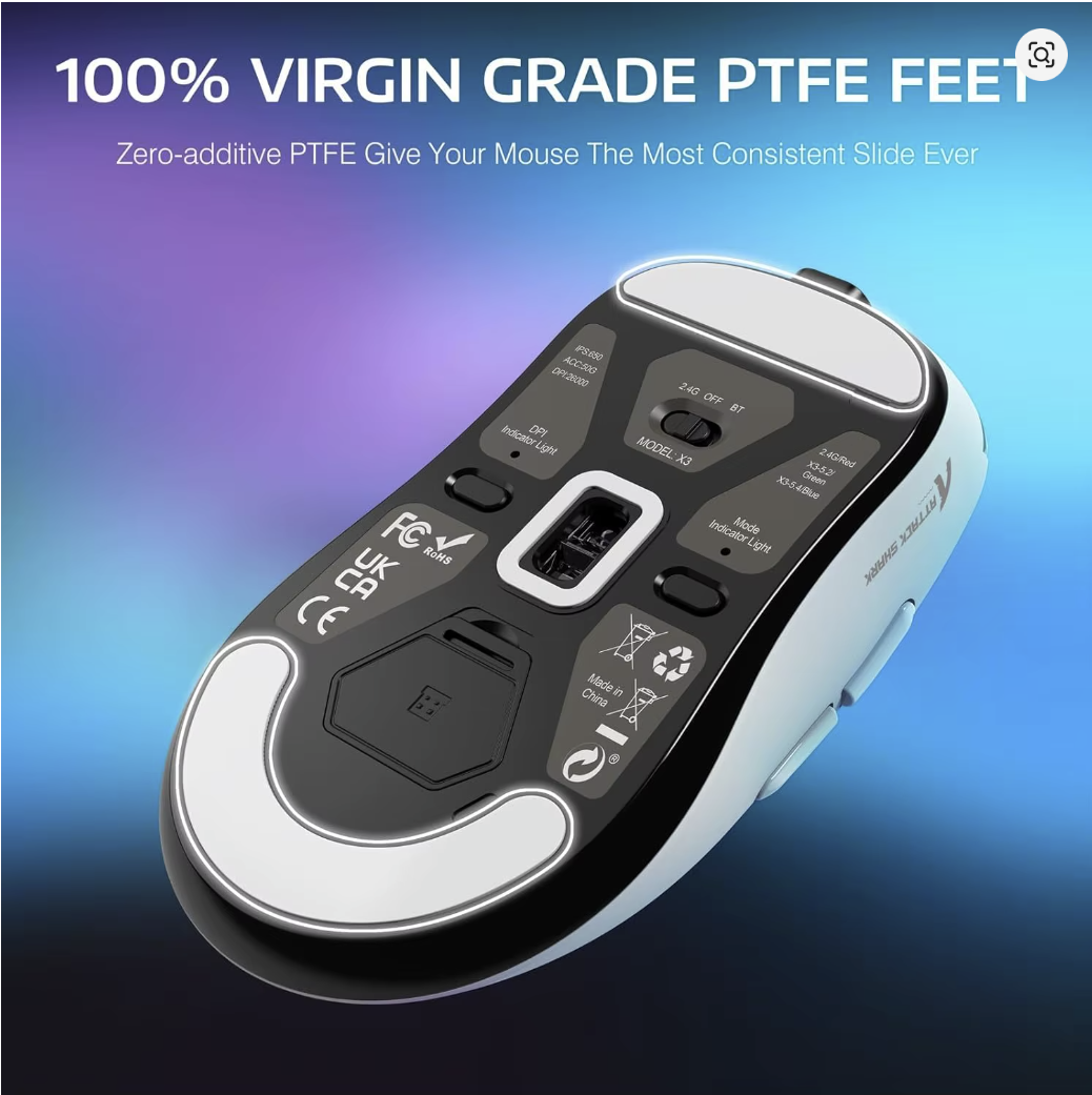 Attack Shark X3Pro Wireless Bluetooth Gaming Mouse PixArt PAW3395 26000dpi Optical Mouse Tri-Mode Connection Macro Gaming Mouse - موس قيمنق