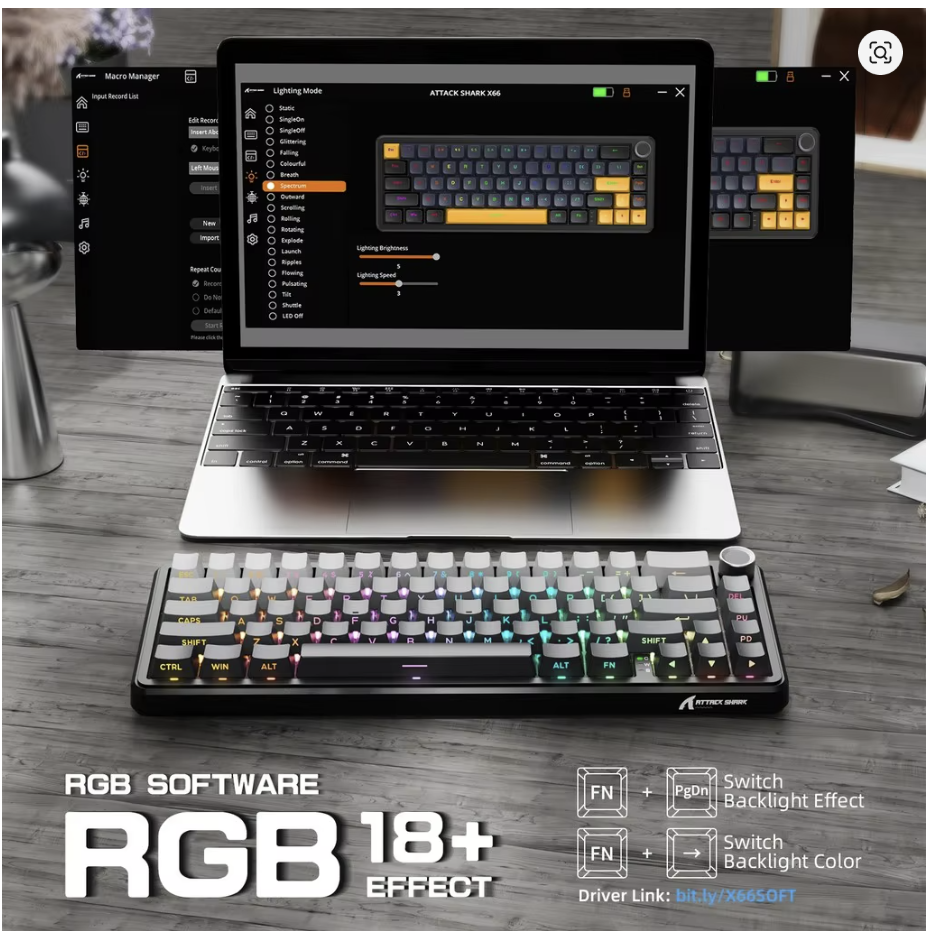 Attack Shark X66 Wireless Mechanical Gaming Keyboard RGB 3 Mode – moonlit night -